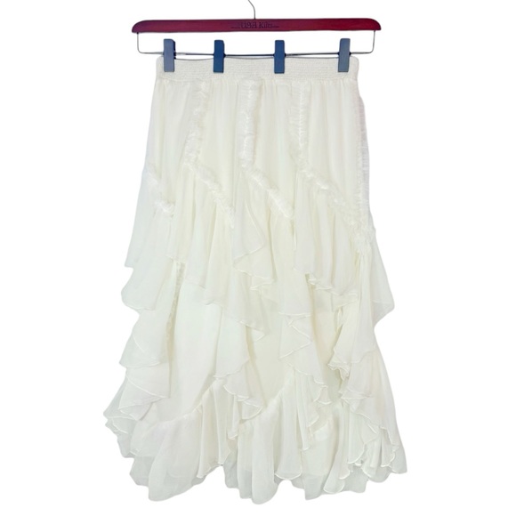 Anthropologie Kavita Bhartia Ruffle Ivory Maxi Skirt Large - Picture 6 of 11